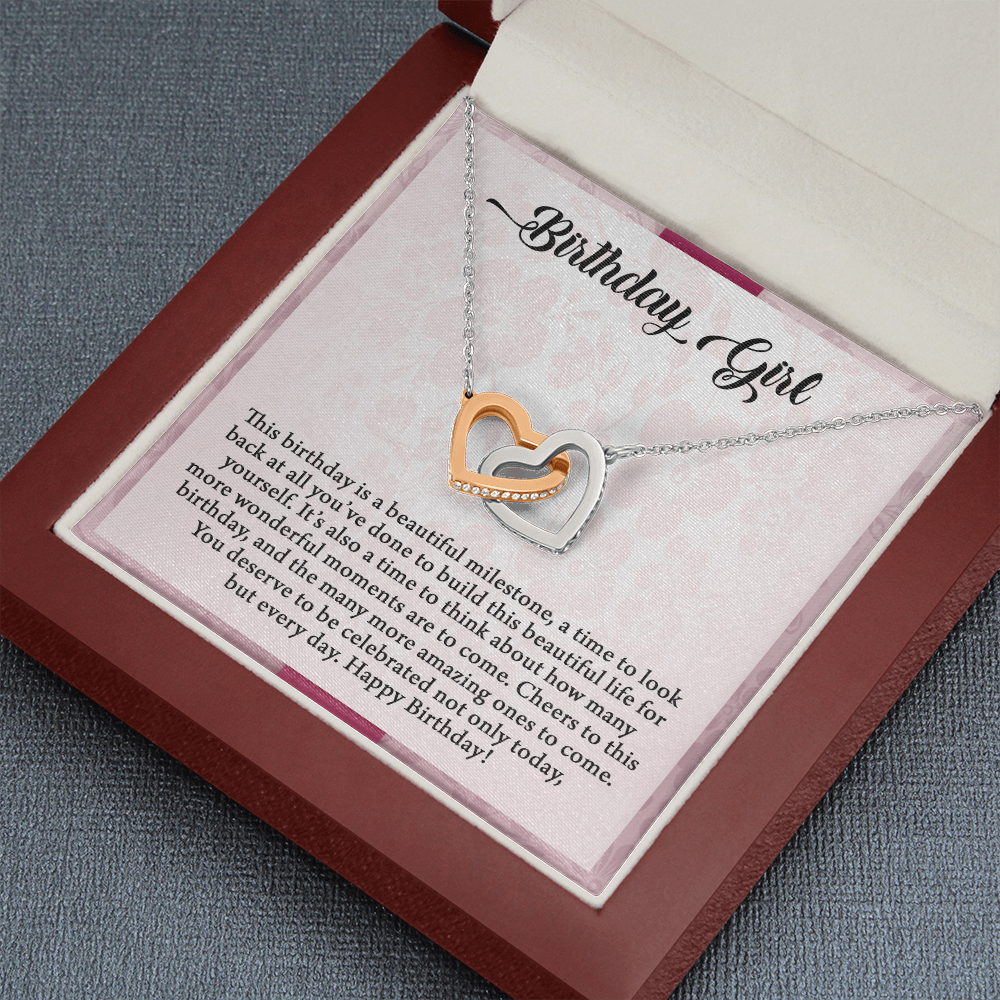 Birthday Girl, Interlocking Hearts Necklace, Birthday Gift For Her, Jewelry For Her, Present For Her Birthday, Necklace For Her, Gift For Her