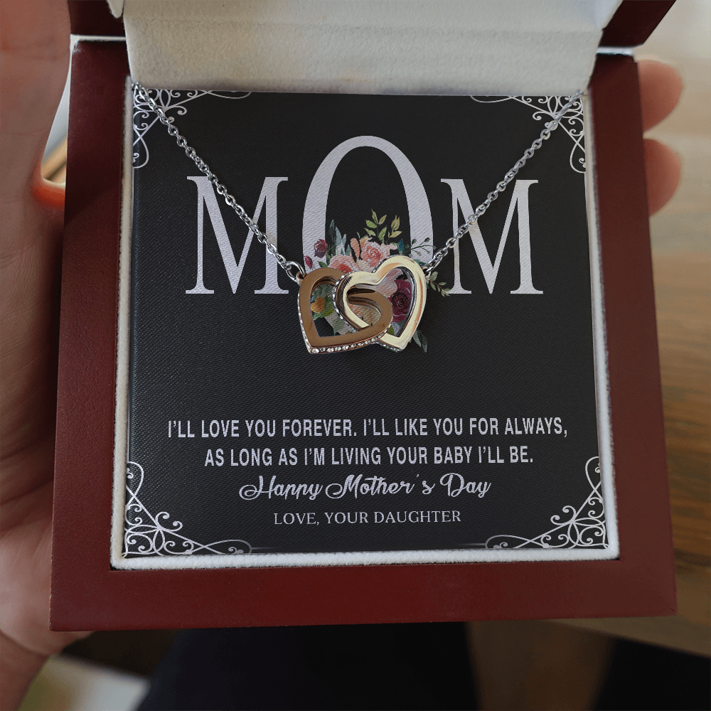To My Beautiful Mom, Interlocking Hearts Necklace, Birthday, Mother's Day, Christmas, Pendant For Mom, Anniversary, Gift For Her, Valentine's Day, Jewelry For Mommy