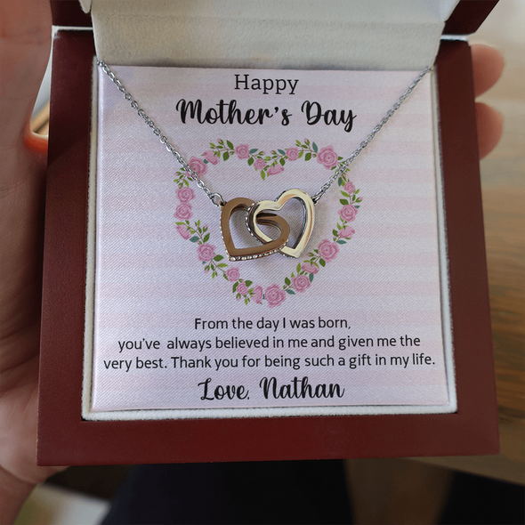 Happy Mother's Day, Interlocking Hearts Necklace, Birthday, Mother's Day, Christmas, Anniversary, Gift For Her, Valentine's Day, Jewelry For Mom, Pendant For Mom