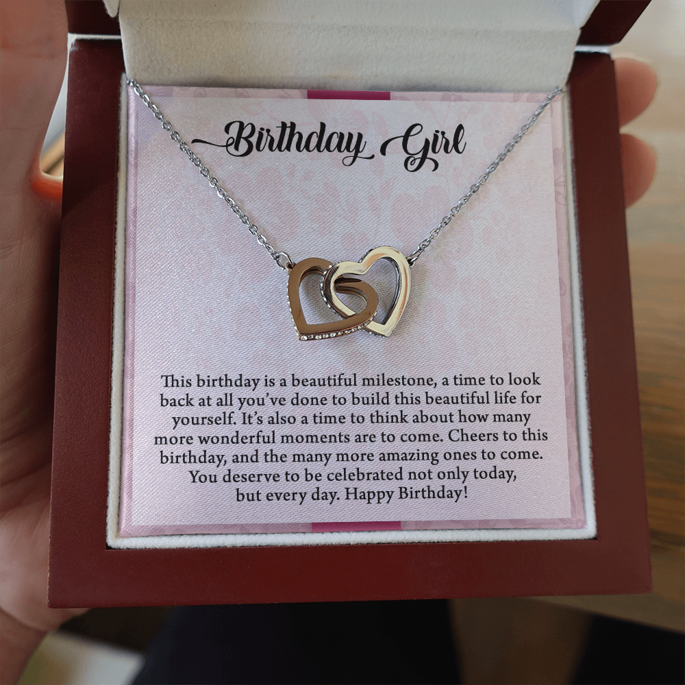 Birthday Girl, Interlocking Hearts Necklace, Birthday Gift For Her, Jewelry For Her, Present For Her Birthday, Necklace For Her, Gift For Her