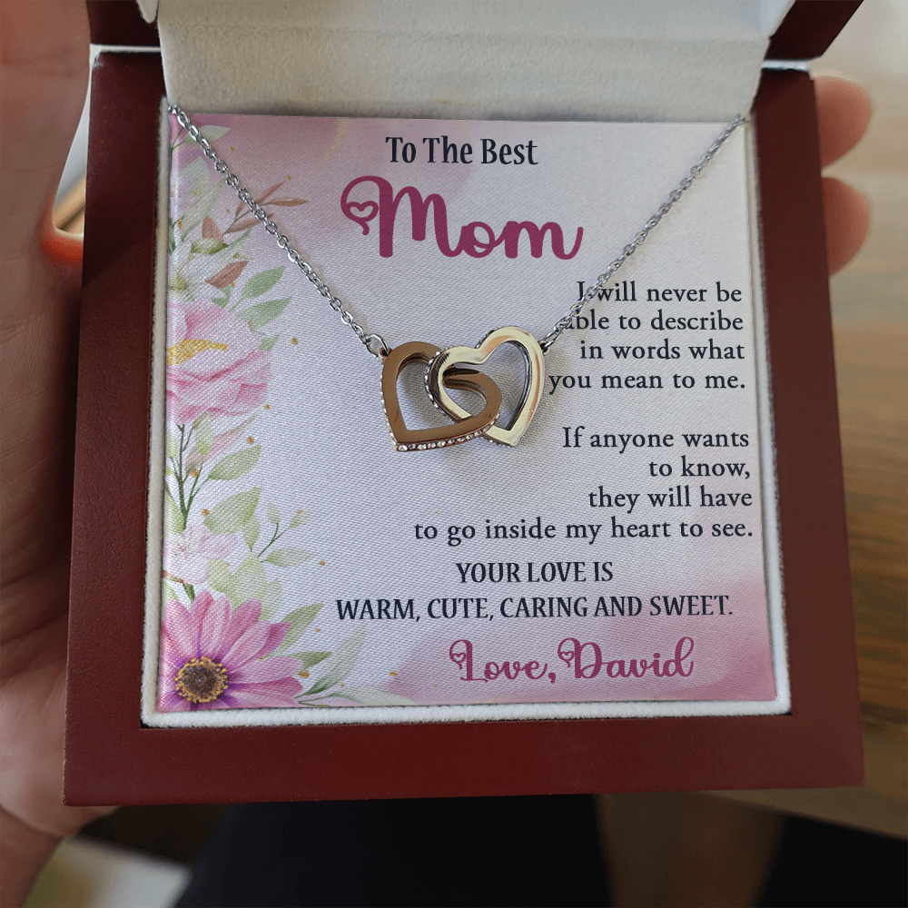 To The Best Mom, Interlocking Hearts Necklace, Gift For Mom, Mother's Day Special Gift, Mom's Birthday Gift, Custom Pendant For Mom, Necklace For Mom, Precious Gift For Mom