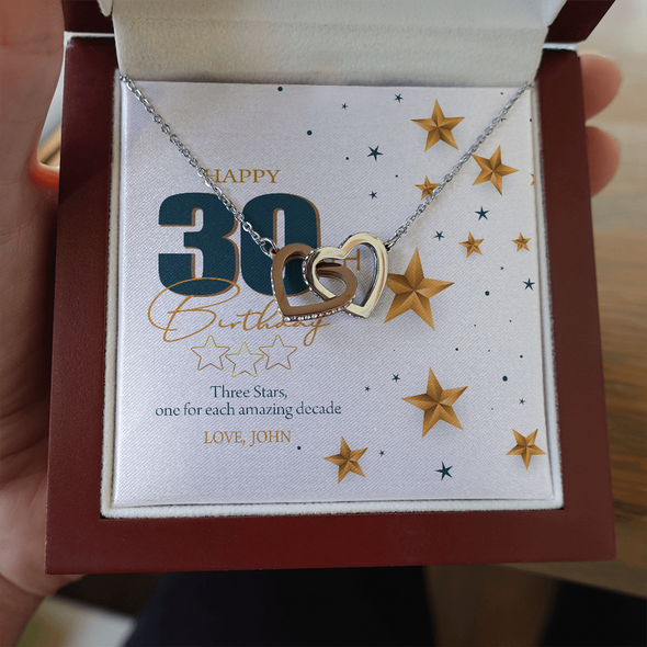 Customized Birthday Year & Name, Interlocking Hearts Necklace, Gift For Wife/Mom/Girlfriend/Sister, Precious Gift For Her, Necklace For Her, Best Birthday Gift For Her, Jewelry For Her