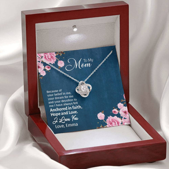 To My Mom, I Love You Knot Pendant With Message Card, Necklace For Mother's Day, Christmas, Birthday, Gift Ideas For Mom, Silver Jewelry For Her