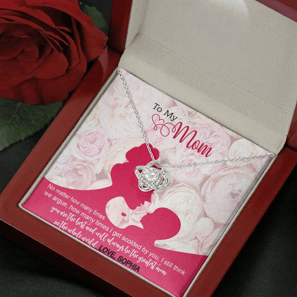 To My Mom, You Are The Greatest Mom In he Whole World Customized Knot Necklace, Personalized Necklace with Message card, Gift For Birthday, Christmas, Mother's Day, Gift Ideas For Mom/Daughter