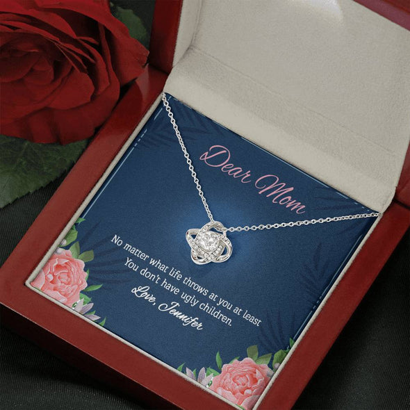 Love Knot Necklace With Message Card, Silver Jewelry For Mom, Gift For Mother's Day, Birthday, Christmas, Mom/Daughter Gift Ideas