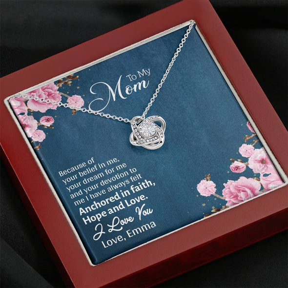To My Mom, I Love You Knot Pendant With Message Card, Necklace For Mother's Day, Christmas, Birthday, Gift Ideas For Mom, Silver Jewelry For Her
