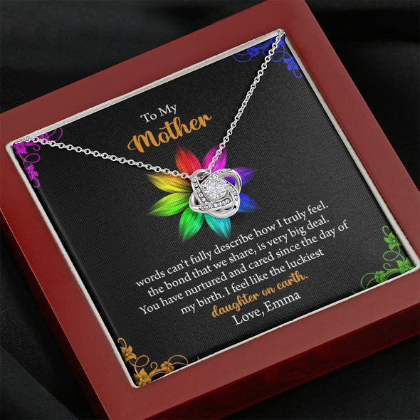 To My Mother Customized Knot Pendant, Pendant For Mother With Message Card, Gift Ideas For Mommy/Daughter, Jewelry For Her