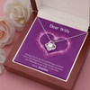 Dear Wife, Love Knot Necklace With Having You In My Life Message Card, Birthday, Anniversary, Valentine's Day Gift, Jewelry For Her, Pendant For Her, Customized Message Card