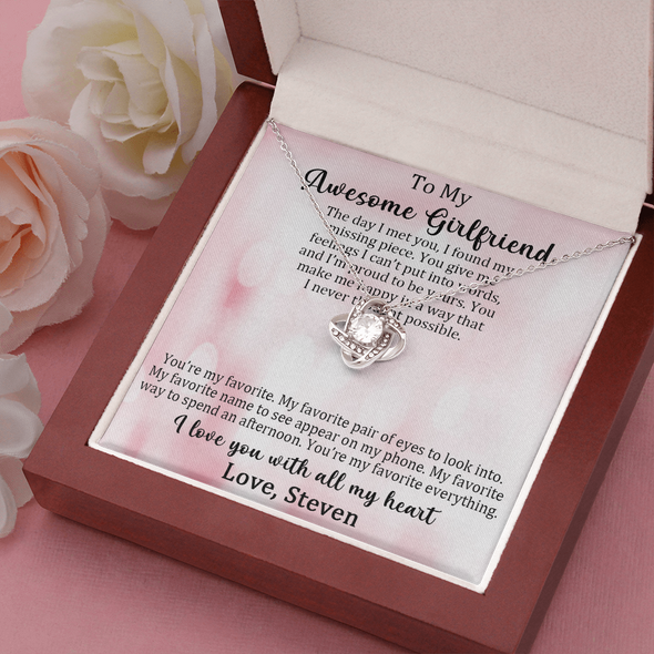 Customized Pendant For My Awesome Girlfriend, Love Knot Necklace, Customized Pendant For Her, Birthday Gift, Christmas, Anniversary, Gift For Her, Valentine's Day, Jewelry For Her