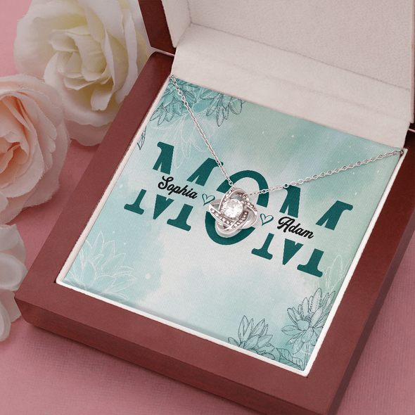 Mom Customized Pendant, Love Knot Necklace, Customized Pendant For Her, Mother’s Day Gift For Her, Birthday Gift, Christmas, Anniversary, Gift For Her, Valentine's Day, Jewelry For Her