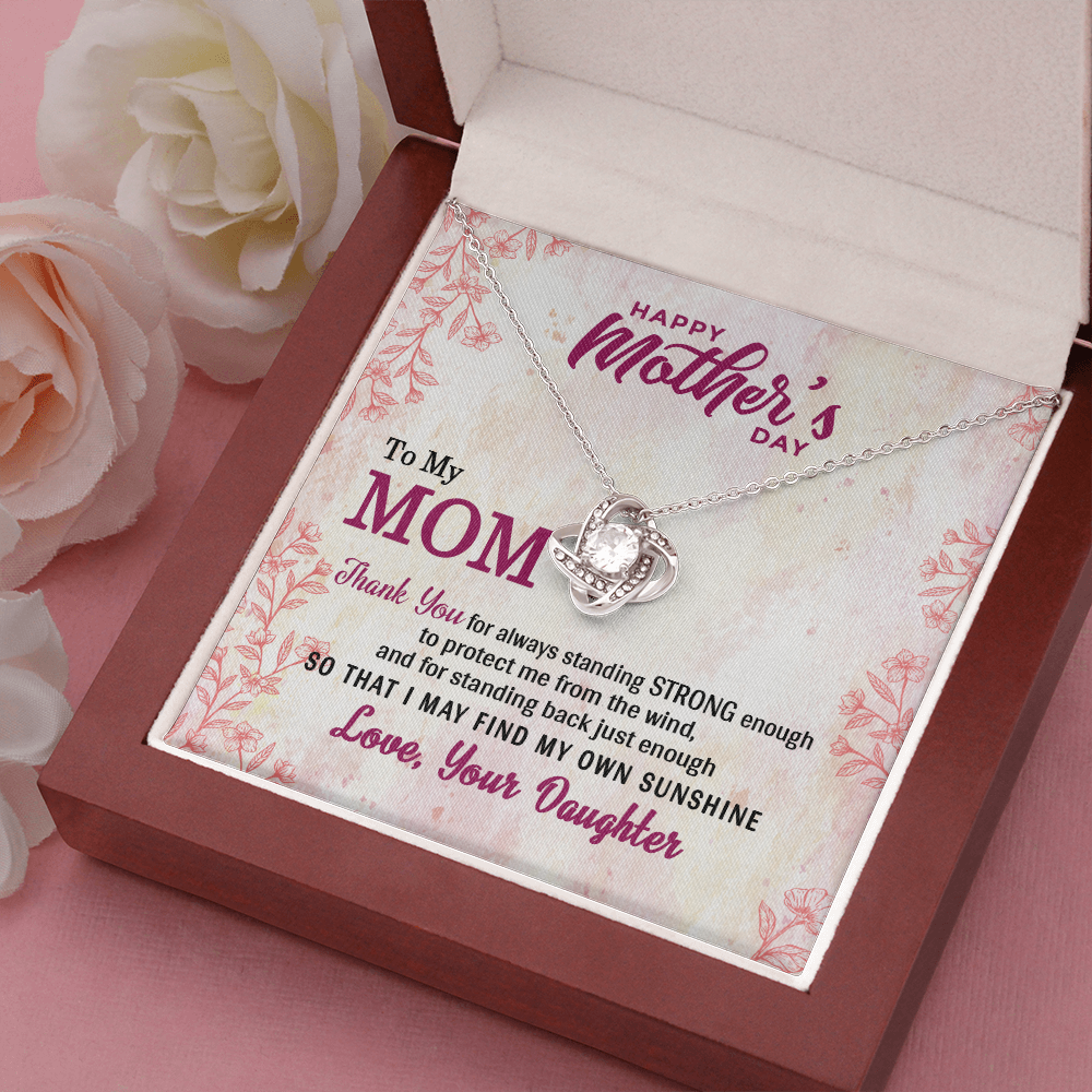 To My Mom, Love Knot Necklace With Thank You For Always Standing Strong Message Card, Jewelry For Her, Mother's Day Gift, Anniversary, Birthday, Gift For Her, Pendant For Her