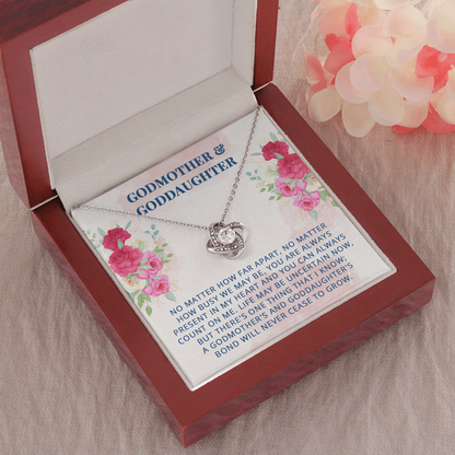 To My Godmother, Love Knot Necklace With You Are Always Present In My Heart Message Card, Mother's Day Gift, Pendant For Her, Birthday, Anniversary, Gift For Her, Jewelry For Her