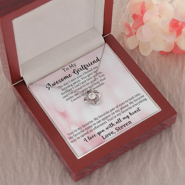 Customized Pendant For My Awesome Girlfriend, Love Knot Necklace, Customized Pendant For Her, Birthday Gift, Christmas, Anniversary, Gift For Her, Valentine's Day, Jewelry For Her