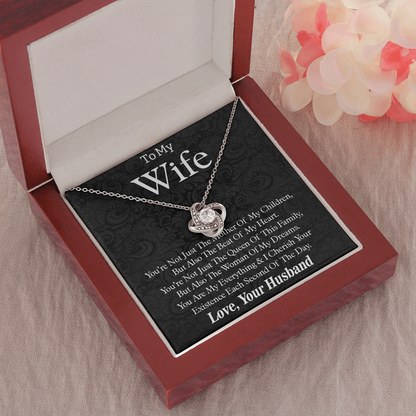 To My Wife, Love Knot Necklace With You Are The Beat Of My Heart Forever Message Card, Jewelry For Her, Anniversary, Birthday, Gift For Her, Pendant For Her