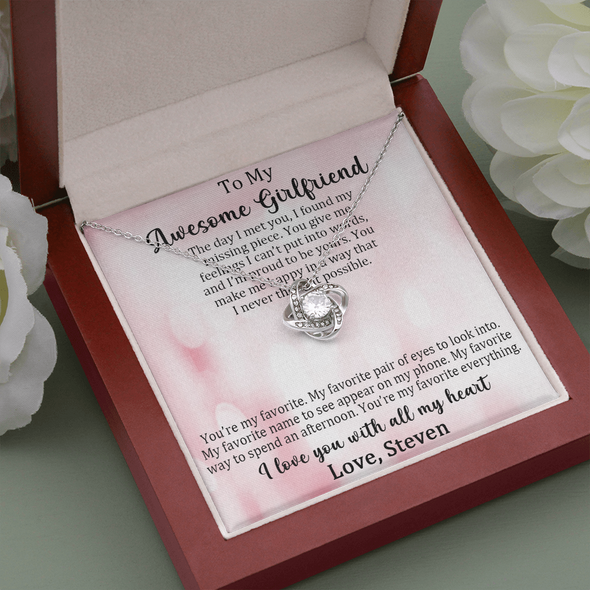 Customized Pendant For My Awesome Girlfriend, Love Knot Necklace, Customized Pendant For Her, Birthday Gift, Christmas, Anniversary, Gift For Her, Valentine's Day, Jewelry For Her