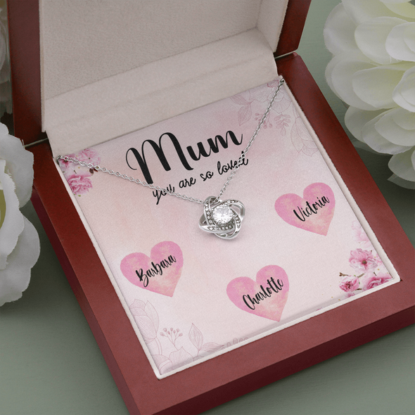 Mum You Are So Loved, Customized Pendant Love Knot Necklace, Customized Pendant For Her, Mother's Day Gift, Birthday Gift, Christmas, Anniversary, Gift For Her, Valentine's Day, Jewelry For Her