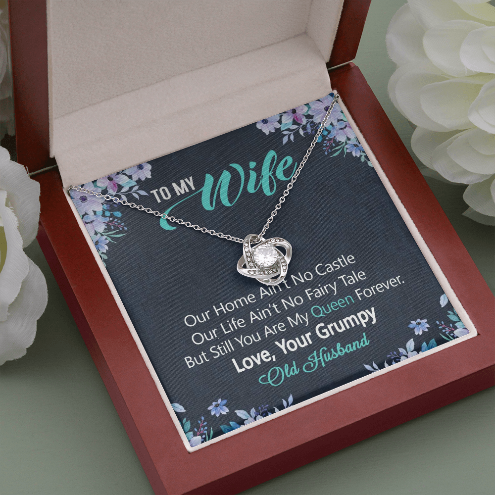 To My Wife, Love Knot Necklace With Our Home Ain't No Castle Message Card, Pendant For Her, Birthday, Anniversary, Gift For Her, Jewelry For Her