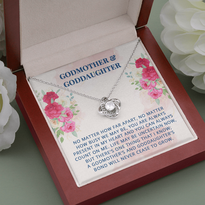 To My Godmother, Love Knot Necklace With You Are Always Present In My Heart Message Card, Mother's Day Gift, Pendant For Her, Birthday, Anniversary, Gift For Her, Jewelry For Her