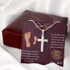 Dear Dad, Artisan Crafted Cross Necklace With I'm Learning How To Be Big By Watching You Work Message Card, Father's Day Gift For Him, Jewelry For Him, Customized Message Card