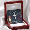 To My Dad, Artisan Crafted Cross Necklace With Thousand Of Stars In The Sky Shine Bright Message Card, Father's Day Gift For Him, Jewelry For Him, Gift For Dad
