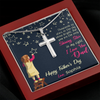 To My Dad, Artisan Crafted Cross Necklace With Thousand Of Stars In The Sky Shine Bright Message Card, Father's Day Gift For Him, Jewelry For Him, Gift For Dad