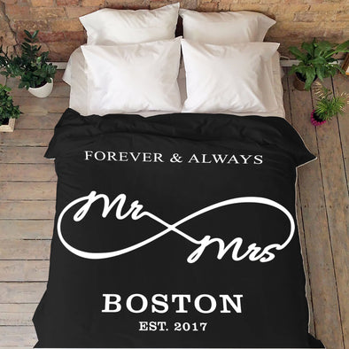 LOVE YOU "ALWAYS & FOREVER" PERSONALIZED MR & MRS. BLANKET