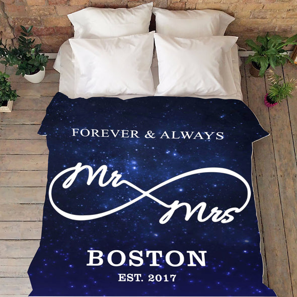 MR & MRS. PERSONALIZED GALAXY BLANKET WITH NAME AND WEDDING YEAR