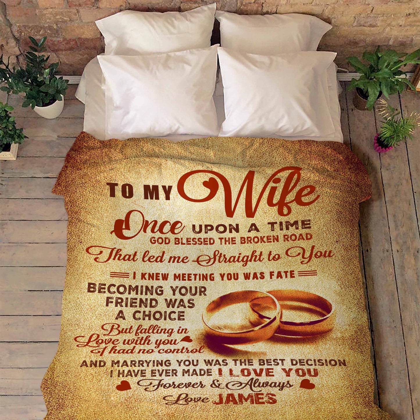 "TO MY WIFE " PERSONALIZED PREMIUM BLANKET