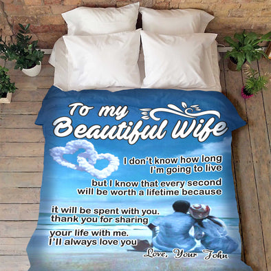 "To My Beautiful Wife" Personalized Blanket