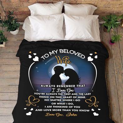 "To My Beloved Wife" Premium Personalized Blanket