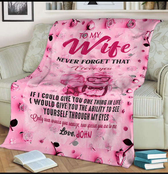 To My Wife Pink Customized Blanket With Your Name