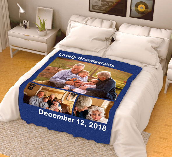 Personalized Blanket - Lovely Grandparents With Your Photo