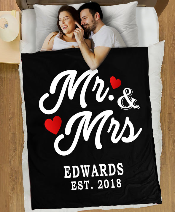 Mr And Mrs Personalized Blanket With Name And Wedding Year