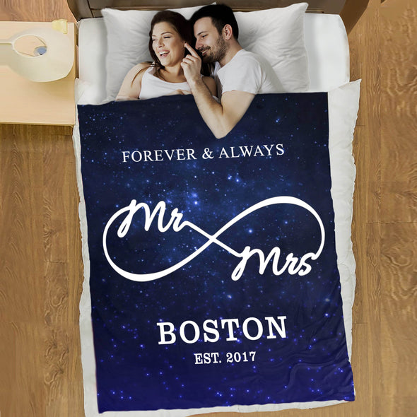 MR & MRS. PERSONALIZED GALAXY BLANKET WITH NAME AND WEDDING YEAR