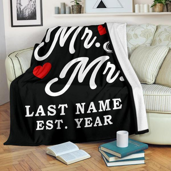 Mr & Mr Personalized LGBT Blanket With Name And Wedding Year