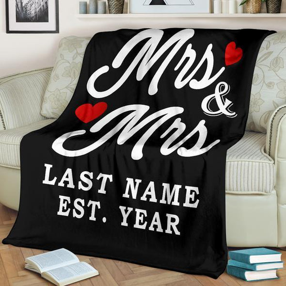 Custom LGBT Mrs & Mrs Love Blanket With Wedding Year