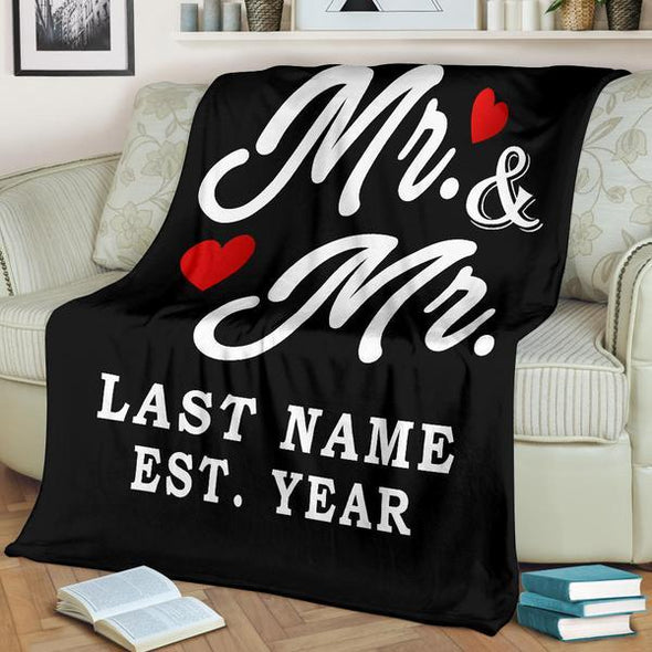 Mr & Mr Personalized LGBT Blanket With Name And Wedding Year