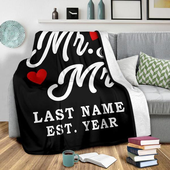 Mr & Mr Personalized LGBT Blanket With Name And Wedding Year