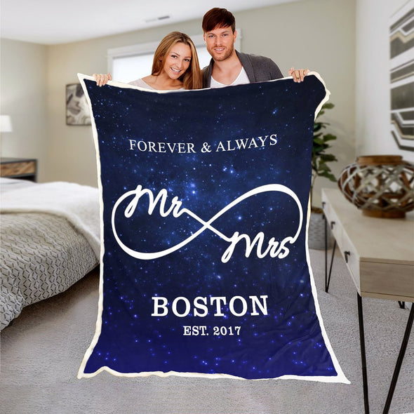 MR & MRS. PERSONALIZED GALAXY BLANKET WITH NAME AND WEDDING YEAR