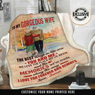 "TO MY GORGEOUS WIFE " PERSONALIZED PREMIUM BLANKET