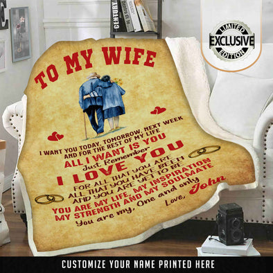 "TO MY WIFE PERSONALIZED" PREMIUM BLANKET