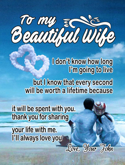 "To My Beautiful Wife" Personalized Blanket